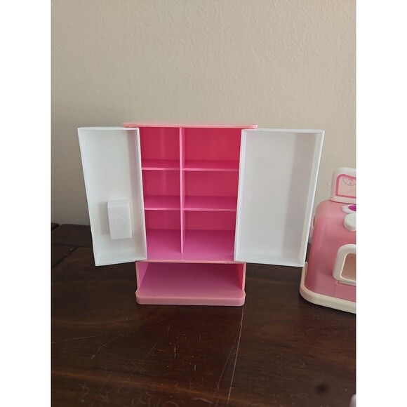 4 Lil Kidz Doll Fisher Price Pink Kitchen Set 1990s Accessories Fridge Oven - Picture 2 of 5